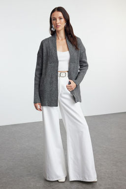 TRENDYOLMILLA Antrasit Genis Kal?p Yumusak Dokulu Triko H?rka TWOAW25HI00082  фото 2