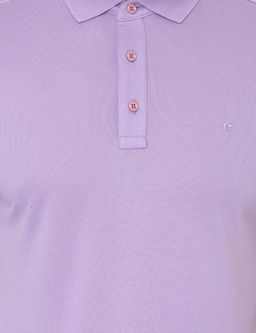 Lila Polo Yaka Slim Fit Basic Merserize T-shirt