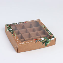 Коробка под 16 конфет «Новогодние моменты», 18.5×18.5×3.5 см
