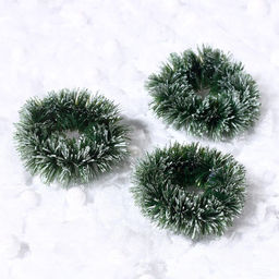 Венок новогодний, набор 3 шт., размер 1 шт. — 3 см, тёмно-зелёный