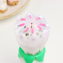 Цена за 2 шт. Свеча для торта музыкальная «Тюльпан», крутящаяся, белая, 14.5×6 см