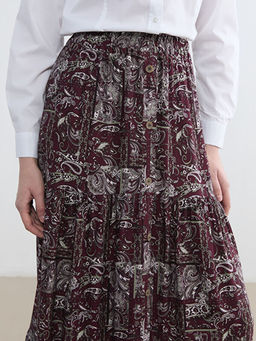 Beli Lastikli Desenli Etek