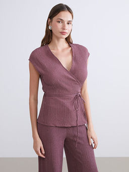 V Yaka Dokulu Kad?n Yelek