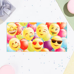 Цена за 10 шт. Конверт для денег Универсальный воздушные шары, смайлы, 16х8 см - Дарим красиво фото 2