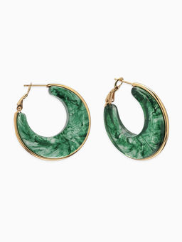 Серьги-кольца акрил «Тренд», цвет изумрудный в золоте