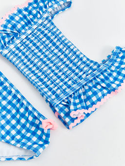 Kare Yaka Ekose K?z ?ocuk Bikini