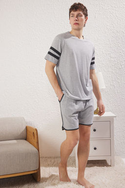 TRENDYOL MAN Siyah Regular Fit Bisiklet Yaka Kol Seritli Sortlu Pijama Tak?m? TMNSS23PT00001 - Trendyolmilla фото 15