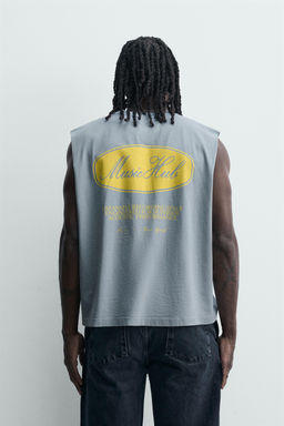 CAMISETA TANK LAVADA ESTAMPADOS / Azul claro