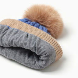 Шапка детская MINAKU, размер 48-50, синяя, бежевая