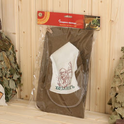 Набор для бани: шапка и коврик Хозяинъ зеленый - Добропаровъ фото 7