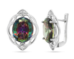 Серьги, мистик кварц, Цветик