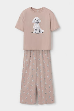 Е 20178/кофейный,забавные пудели пижама жен