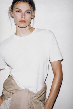 MERCERISED COTTON T-SHIRT - Zara фото 34