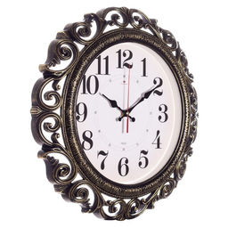 Часы настенные, интерьерные "Хостон", бесшумные, d-40.5 см, циферблат 26 см, чёрно-золотые