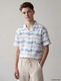 Batik Desenli Poplin Erkek ?ocuk G?mlek