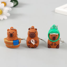 Цена за 12 шт. Брелок для ключей на кольце «Капибара», резина, 4.4×2.8×2.2 см, МИКС