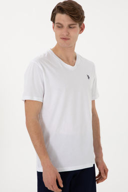 Erkek Regular Fit V Yaka Siyah Basic Ti__rt