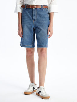 Beli Kemerli Bermuda Fit Kad?n Jean ?ort