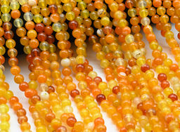 Бусины из агата тонированного шарик 8мм цв.оранжевый, 37см, 46 бусин Радуга камня