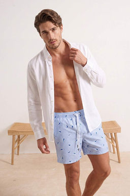 Mavi _izgili Minik Bal_k Desenli Normal Boy Regular Fit Erkek Deniz _ortu TMNSS26DS00003