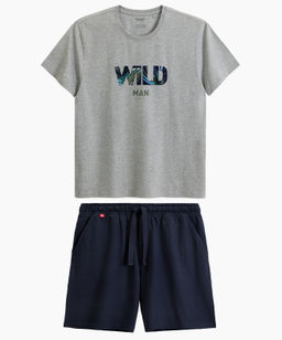 ATLANTIC NMP-396 Пижама мужская Wild серый меланж + темно-синий фото 2
