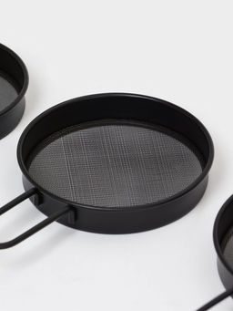 Сито с ручкой Magistro, набор 3 шт., d=8;9;10 см, нержавеющая сталь, чёрные