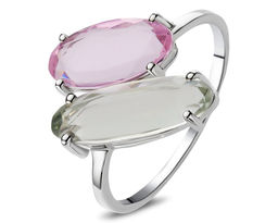 Кольцо, морганит , зеленый аметист, Лунетта