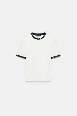 CHUNKY KNIT FAUX PEARL T-SHIRT - Zara фото 5