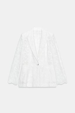 BLAZER ENTALLADA HOMBRERAS BORDADOS PERFORADOS / Blanco - Zara фото 6
