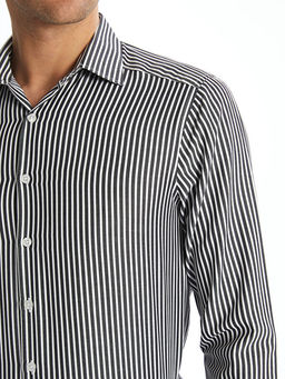 Slim Fit Uzun Kollu ?izgili Poplin Erkek G?mlek