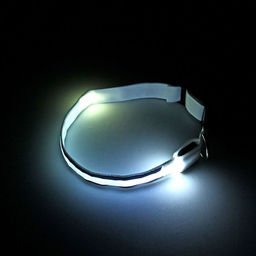 Ошейник с подсветкой Двойная полоса размер XL, ОШ 52-60 х 2,5 см, 3 режима свечения белый - Пижон фото 4