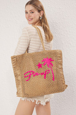 Camel Nak?sl? Puskul Detayl? Has?r Kad?n Maksi Boy Tote Omuz Canta TAKSS25OC00049