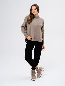 Ботинки 261.uno9br.Капучино замша+бежевый/мех