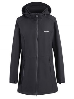 Парка спортивная женская с капюшоном softshell черного цвета 9568Ch