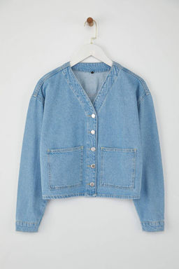 Mavi Cep Detayl? Denim Ceket TWOAW26CE00006 - Trendyolmilla фото 5