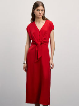 Платье миди с узлом и короткими рукавами / Zarina