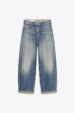 TRF MID-WAIST FOLDED WAISTBAND JEANS - Zara фото 3