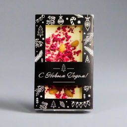 БЕЛЫЙ ШОКОЛАД С СУБЛИМАТАМИ МАЛИНОЙ И МИНДАЛЕМ, НОВОГОДНЯЯ КОРОБОЧКА #7