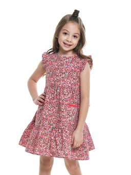 Платье с карманами детский сад UD 7680 цветы/т.розов - Mini maxi фото 4