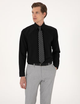 Siyah Slim Fit Uzun Kollu Basic G_mlek