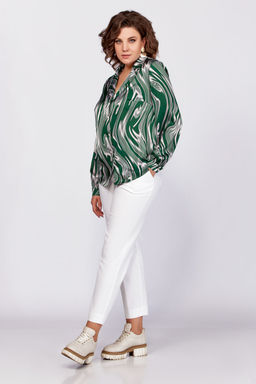 Блуза Swallow 783-Р зеленый+бежевые разводы  фото 10