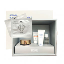 Набор лучших антивозрастных миниатюр IOPE Retinol Bouncy Skin-care Kit 5 itms, Cream Rich 14ml+Serum 10ml+Sun Protector 10ml+Essence Foam 18ml+Peel Pad 3.5ml*2шт
