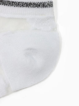 Цена за 2 шт. Носки стеклянные женские Цветочки, набор 2 пары, размер 35-37 (22-25 см), цвет белый, бежевый