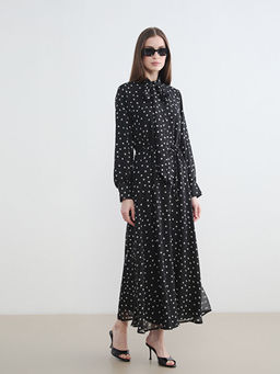 Dik Yaka Puantiyeli Ku?akl? A Kesim Elbise