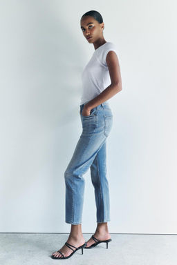 ZW COLLECTION RELAXED SLIM FIT MID-RISE JEANS - Zara фото 5