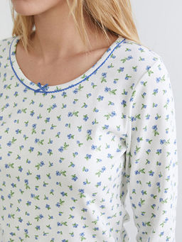 U Yaka ?i?ekli Kad?n Pijama Tak?m