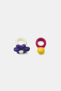 PACK 2 ANILLOS RESINA 100% BOLA FLOR / Multicolor - Zara фото 2