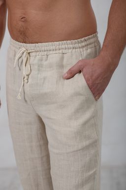 100% лен, Льняные мужские брюки спортивного стиля.