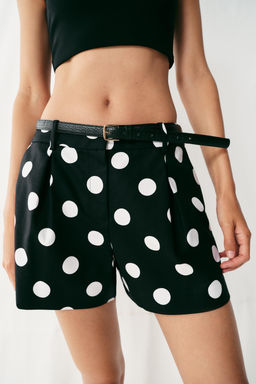BERMUDA PINZAS CINTUR?N LUNARES / Negro / Blanco - Zara фото 3
