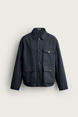 SOBRECAMISA RELAXED FIT BOLSILLOS / Gris / Azul - Zara фото 7